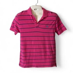 Y2K Aeropostale Vibrant Pink & Navy Striped Polo Shirt